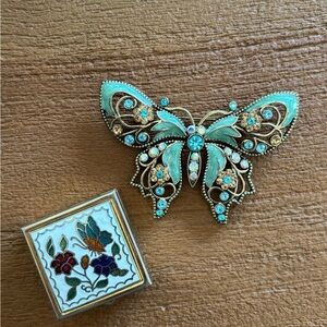 Fashion pin butterfly brooch butterfly pill box decorative purse accessories